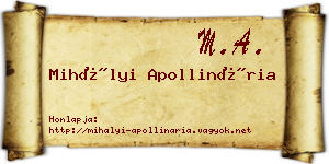 Mihályi Apollinária névjegykártya